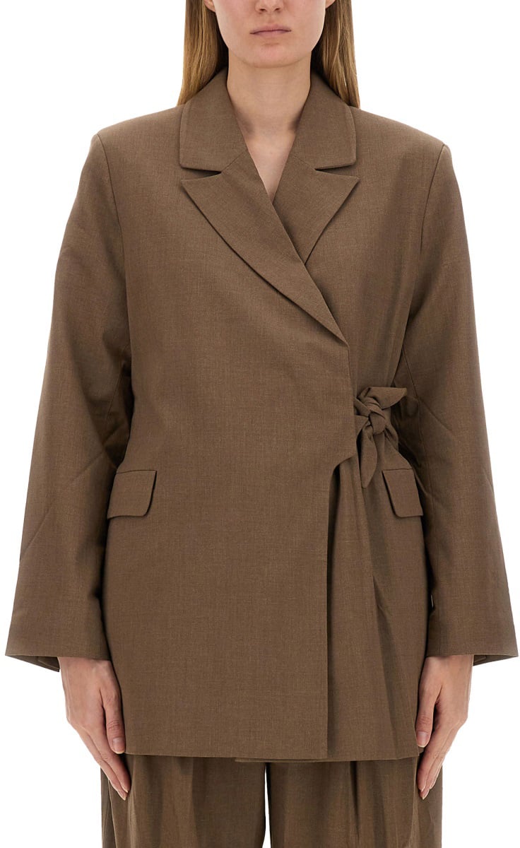 Ganni ASYMMETRICAL BLAZER Bruin