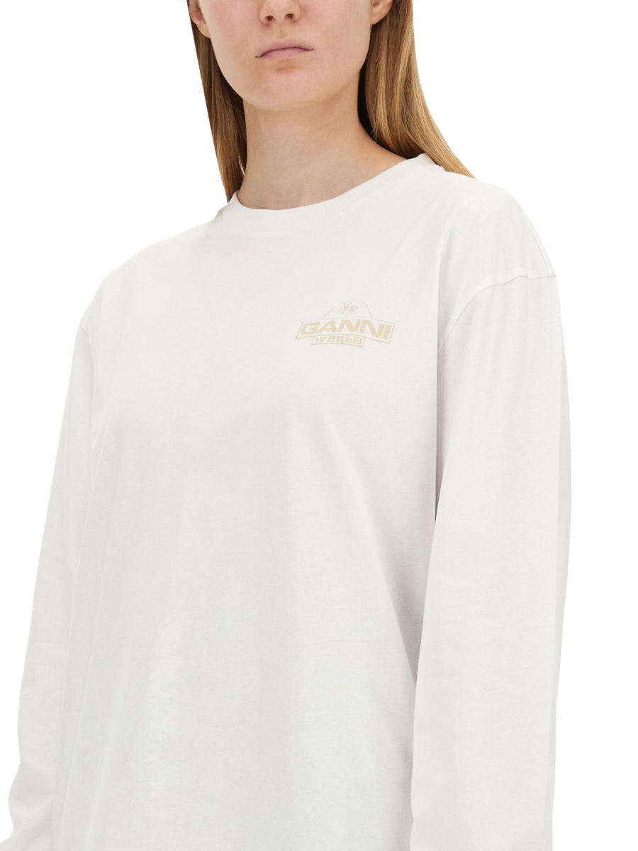 Ganni T-SHIRT WITH LOGO Wit