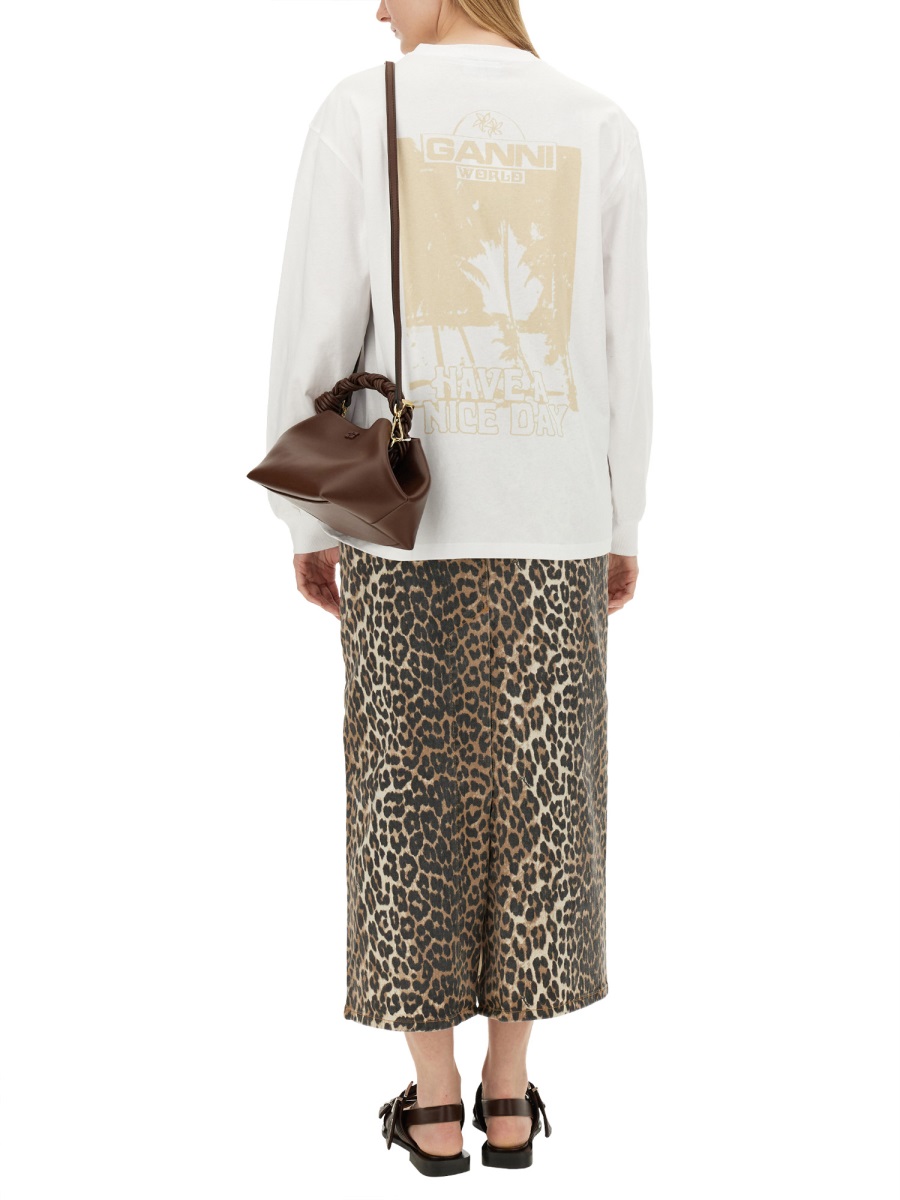 Ganni T-SHIRT WITH LOGO Wit
