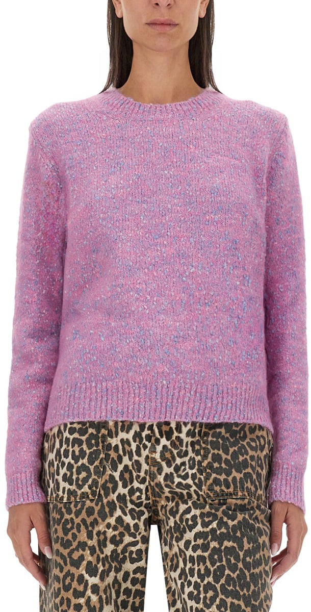 Ganni JERSEY WITH LOGO Roze