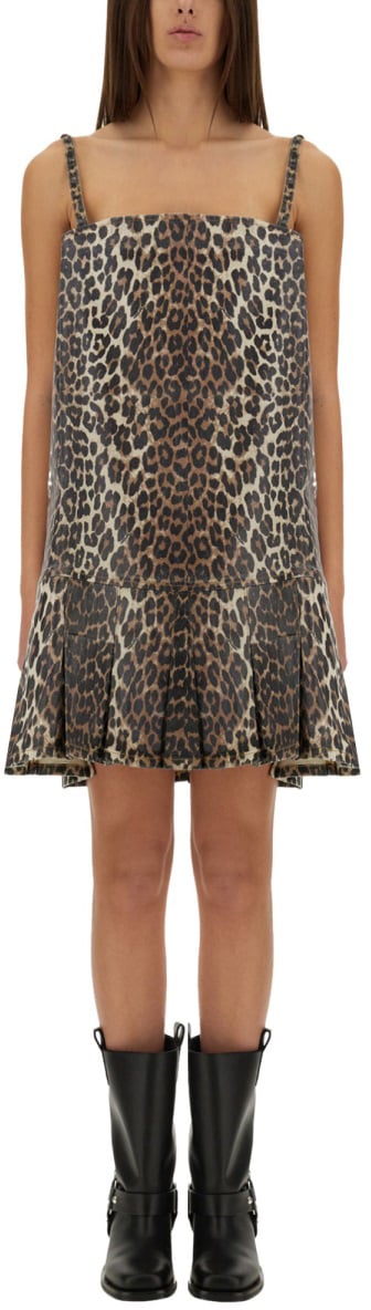 Ganni DRESS WITH ANIMAL PATTERN Dierenprint