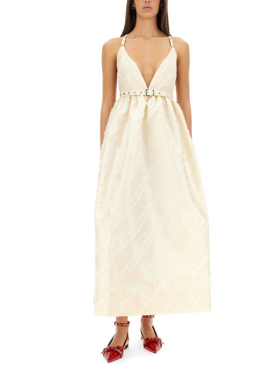 Ganni TAFFETA DRESS Beige