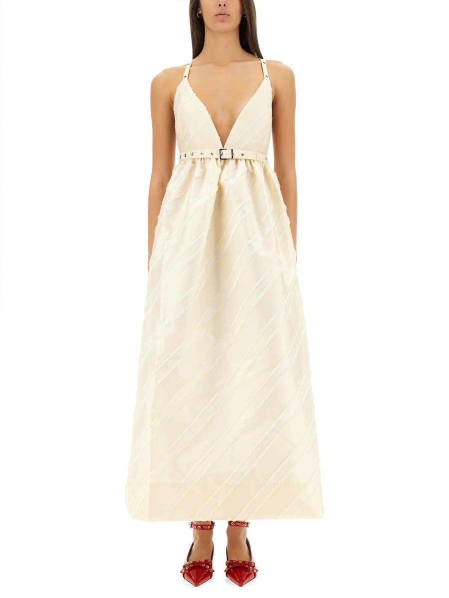 Ganni TAFFETA DRESS Beige