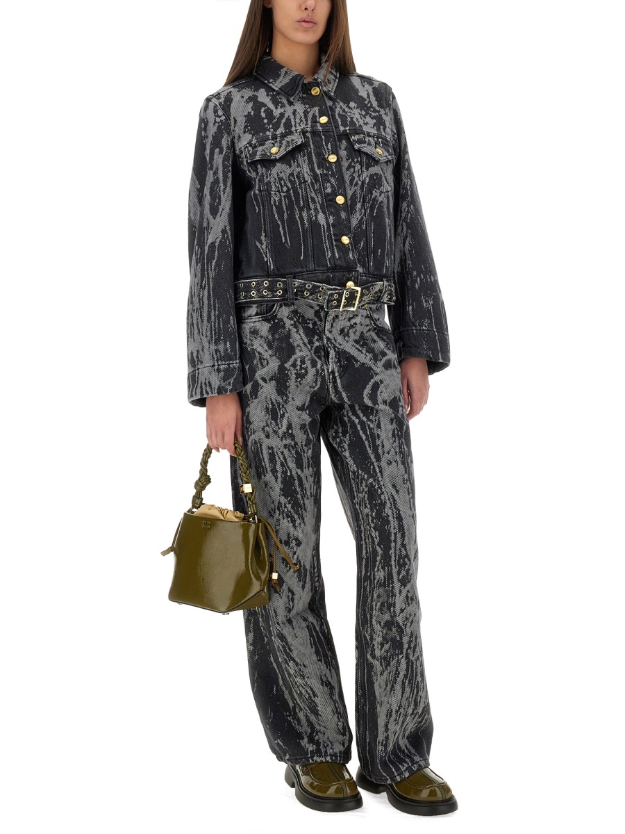 Ganni HEAVY DENIM JACKET Zwart