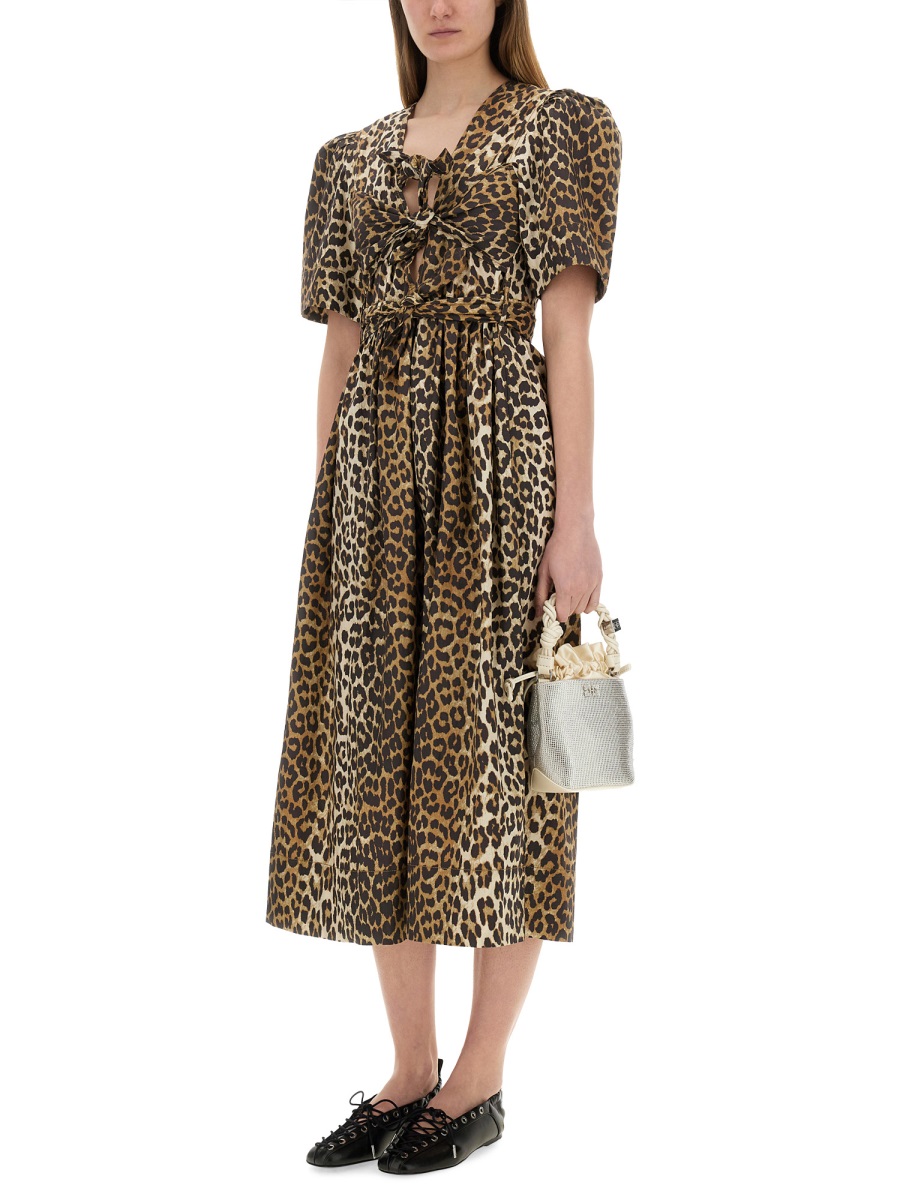 Ganni LEOPARD PRINT MIDI DRESS Dierenprint