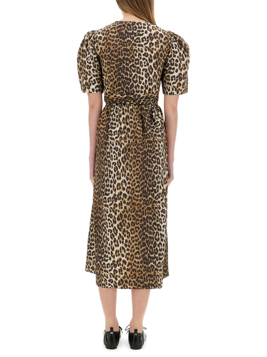 Ganni LEOPARD PRINT MIDI DRESS Dierenprint