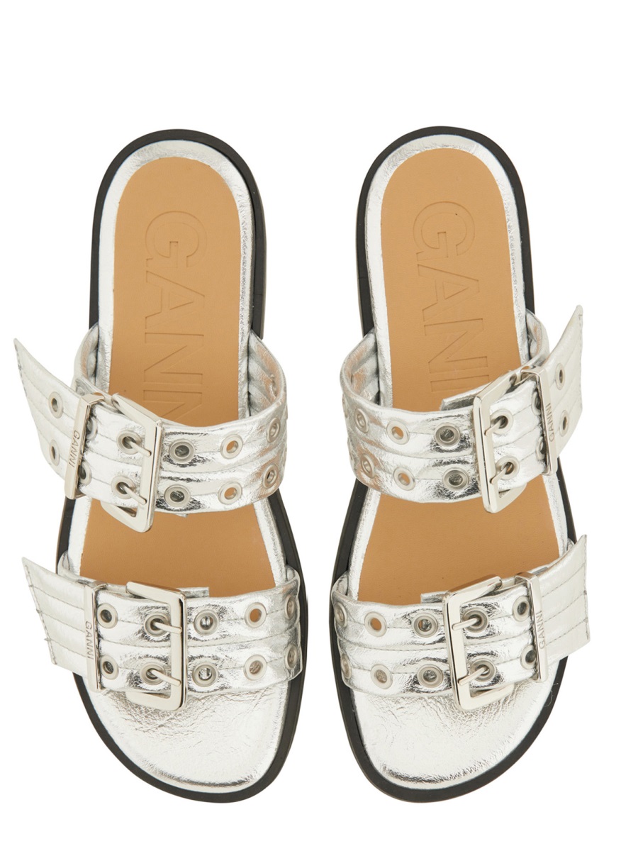 Ganni SANDAL WITH BUCKLE Zilver