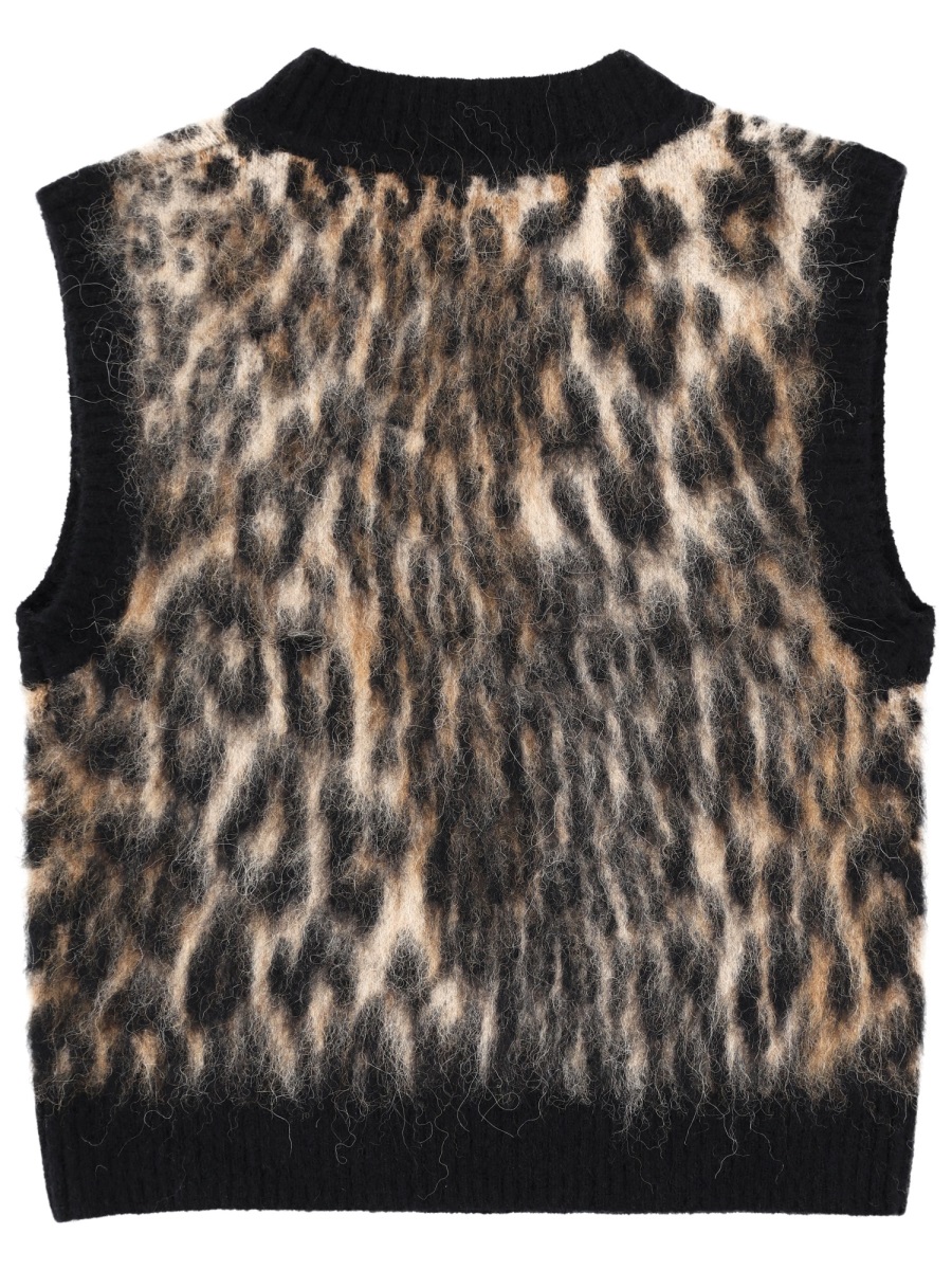 Ganni WOOL VEST. Dierenprint