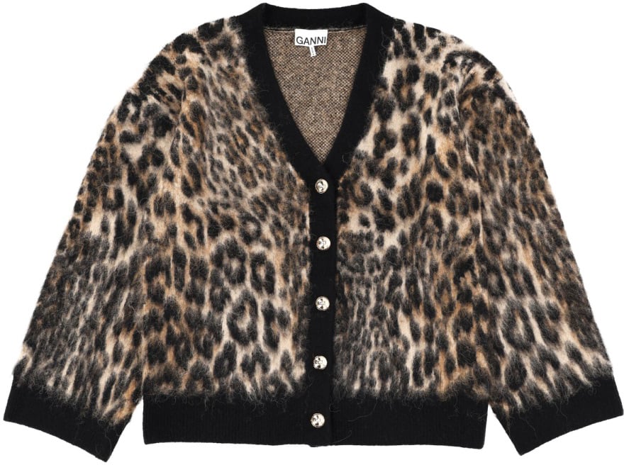 Ganni WOOL CARDIGAN Dierenprint