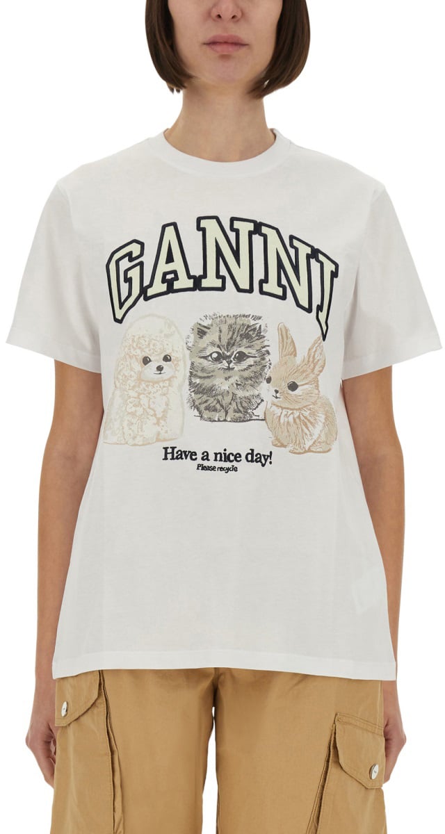 Ganni RELAXED FIT T-SHIRT Wit
