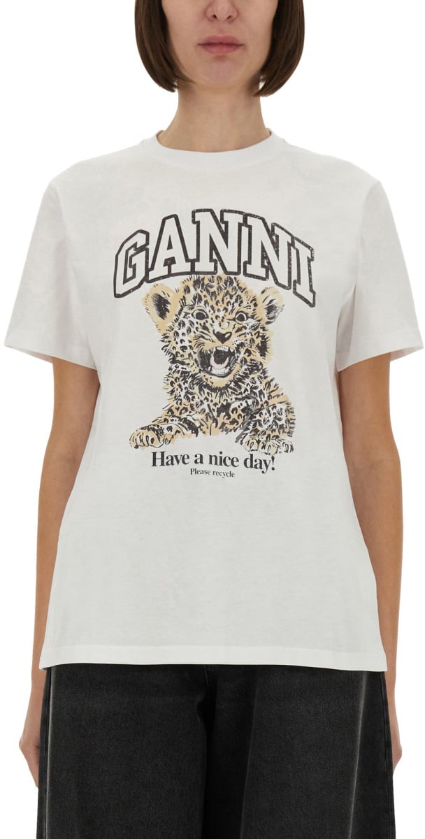 Ganni "LEOPARD" T-SHIRT Wit