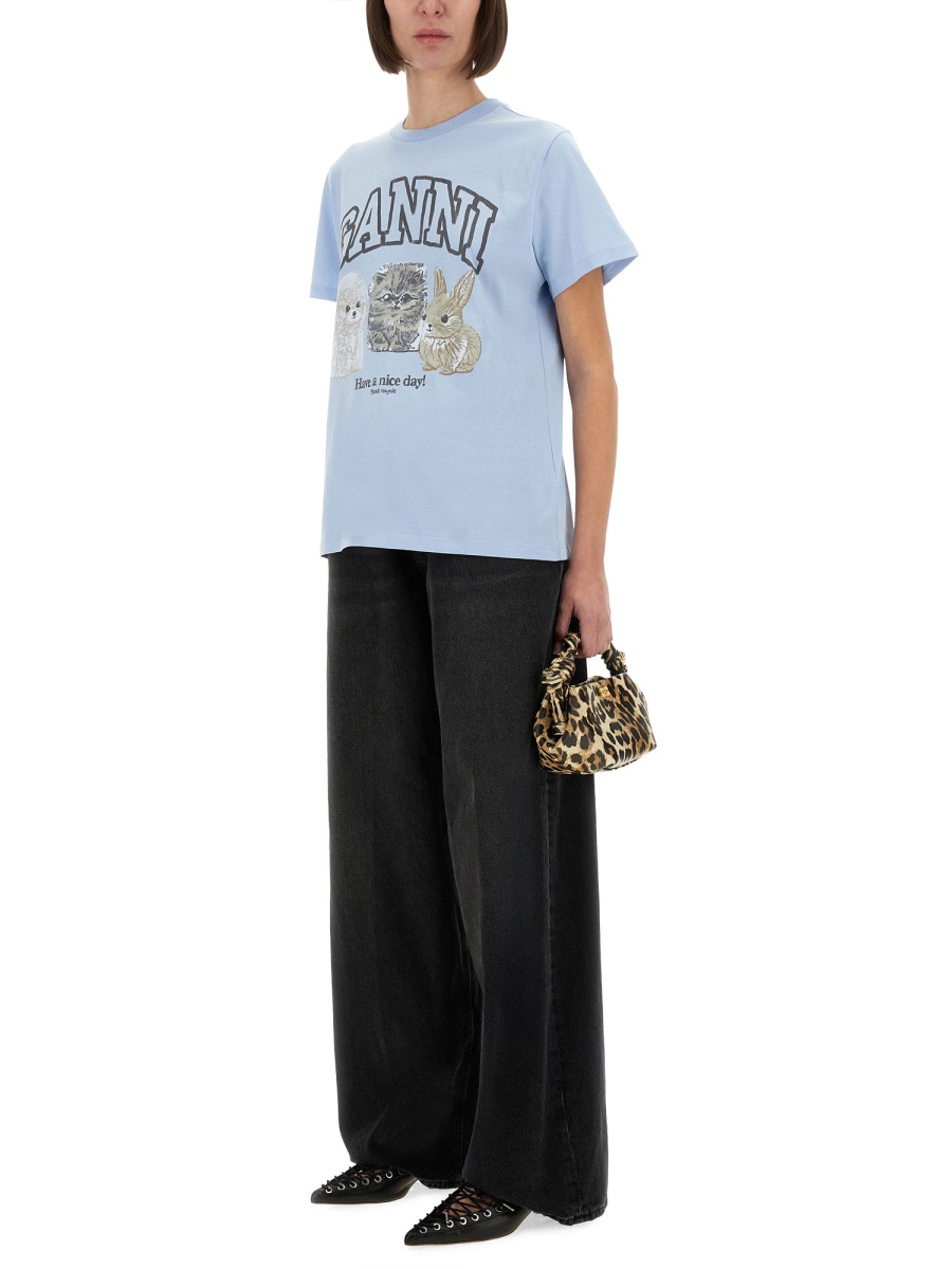Ganni RELAXED FIT T-SHIRT Blauw