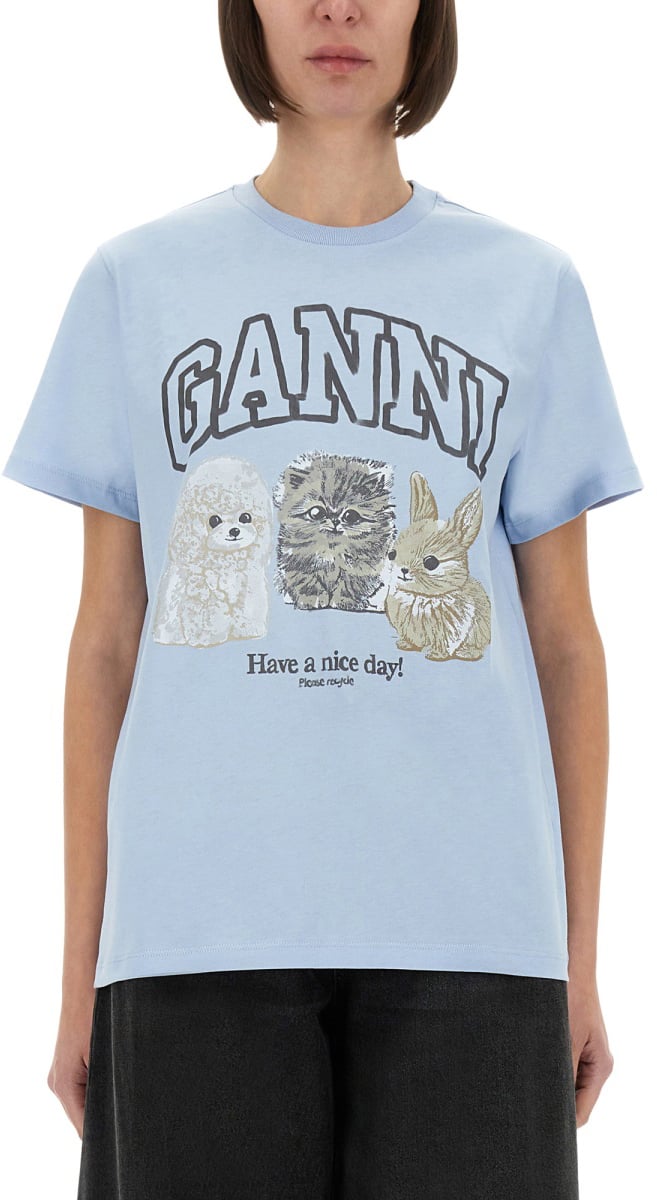 Ganni RELAXED FIT T-SHIRT Blauw