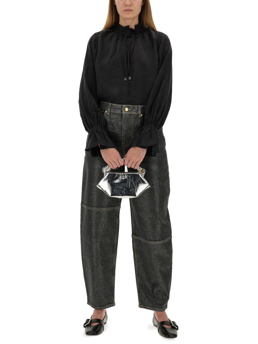 Ganni "STARY" JEANS IN SPARKLING FOIL Zwart