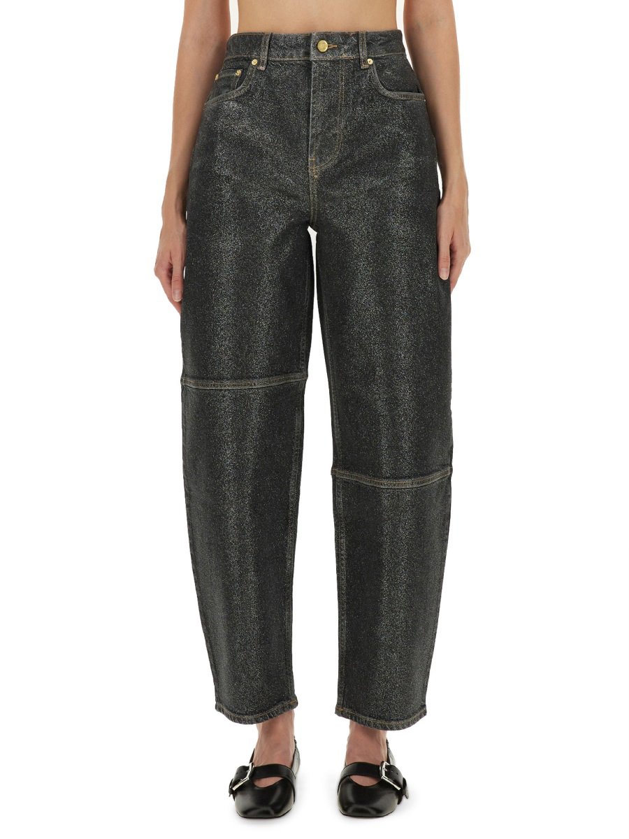 Ganni "STARY" JEANS IN SPARKLING FOIL Zwart
