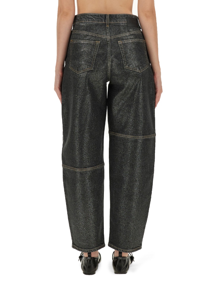 Ganni "STARY" JEANS IN SPARKLING FOIL Zwart