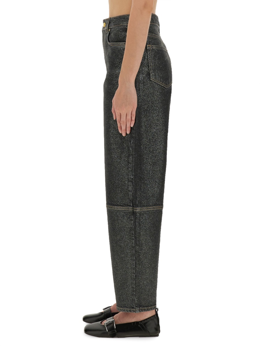 Ganni "STARY" JEANS IN SPARKLING FOIL Zwart