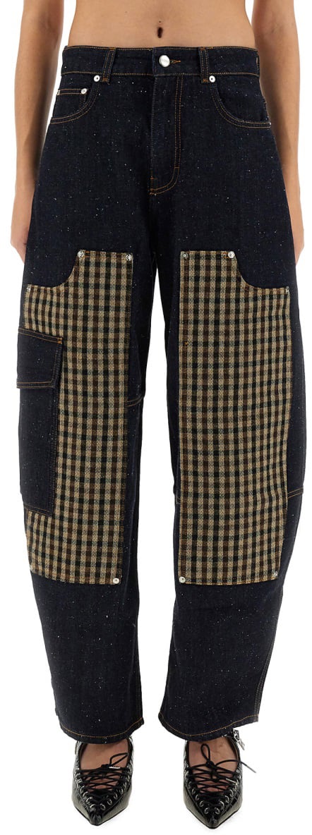 Ganni PANTS "NEPPY CARPENTER" Blauw