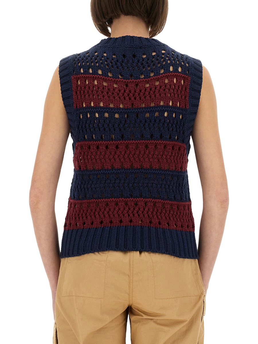 Ganni STRIPED VEST WITH LOGO Zwart