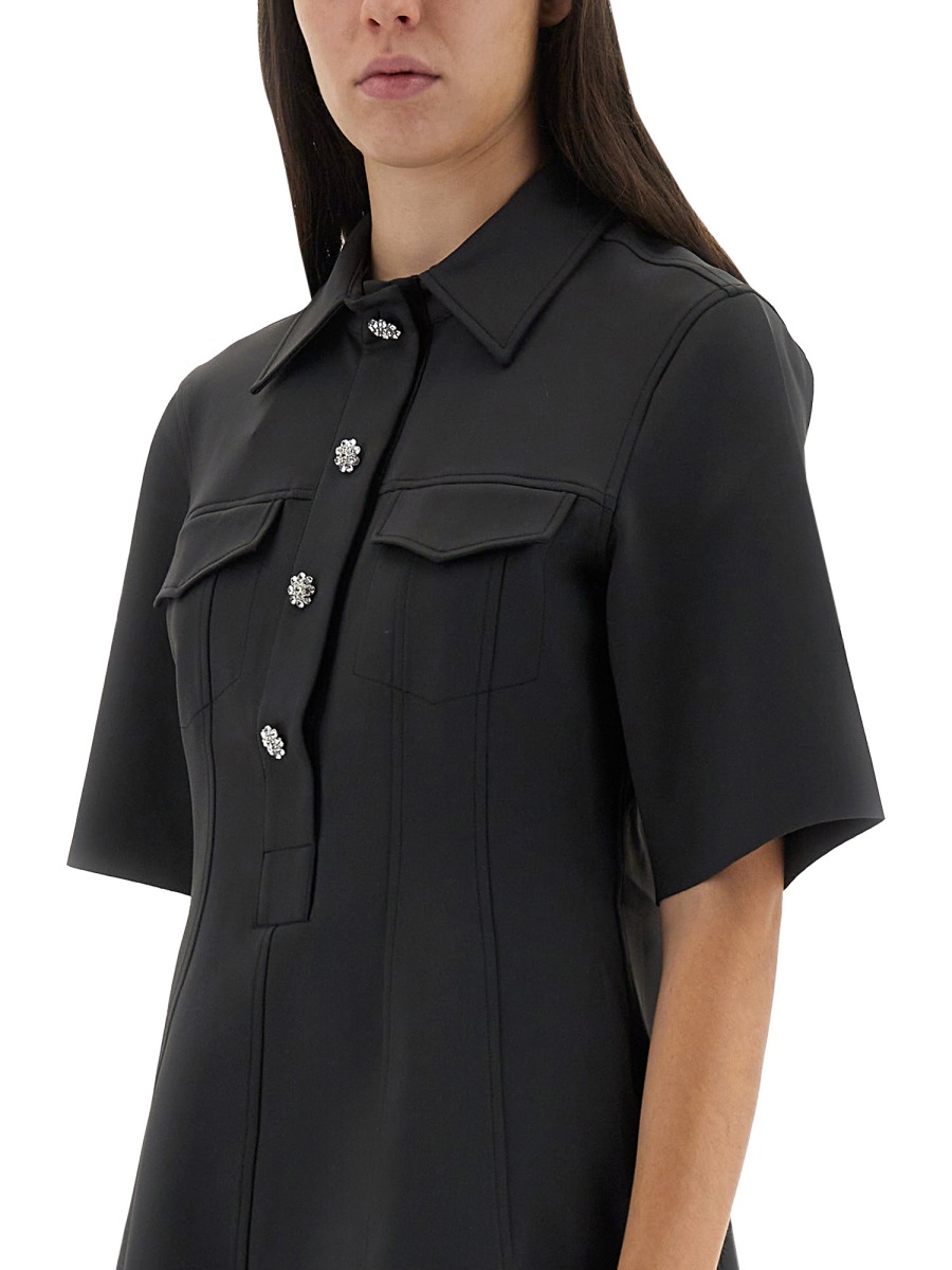 Ganni MINI DRESS WITH SCALLOPED BUTTONS Grijs