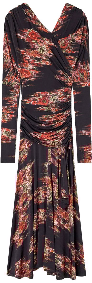 Ganni LONG DRESS WITH FLORAL PRINT Zwart