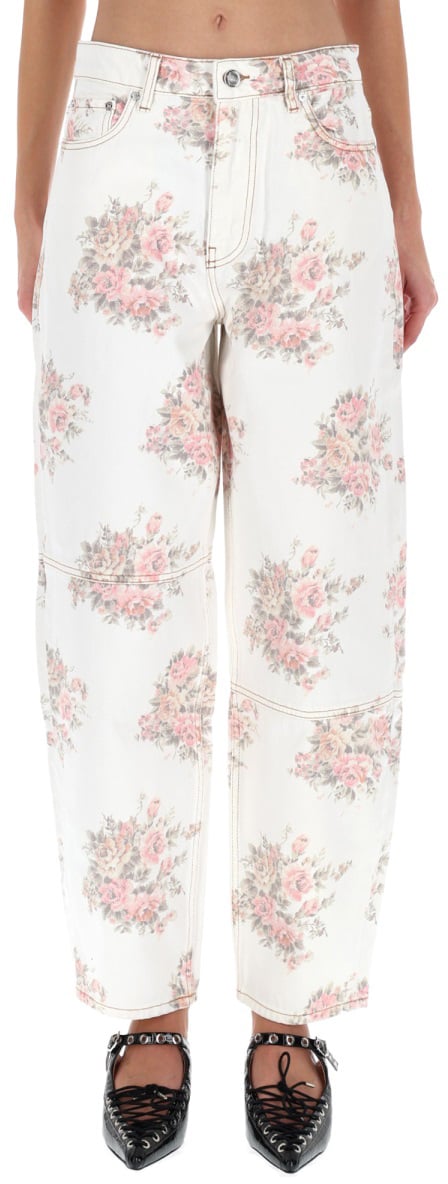 Ganni FLOWER JEANS Wit