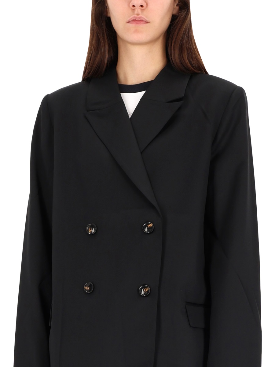 Ganni DOUBLE-BREASTED WOOL JACKET Zwart