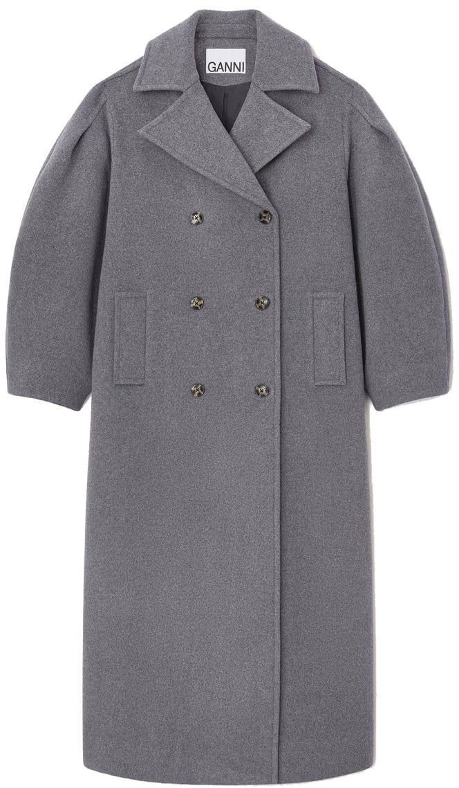Ganni WOOL TRENCH Grijs