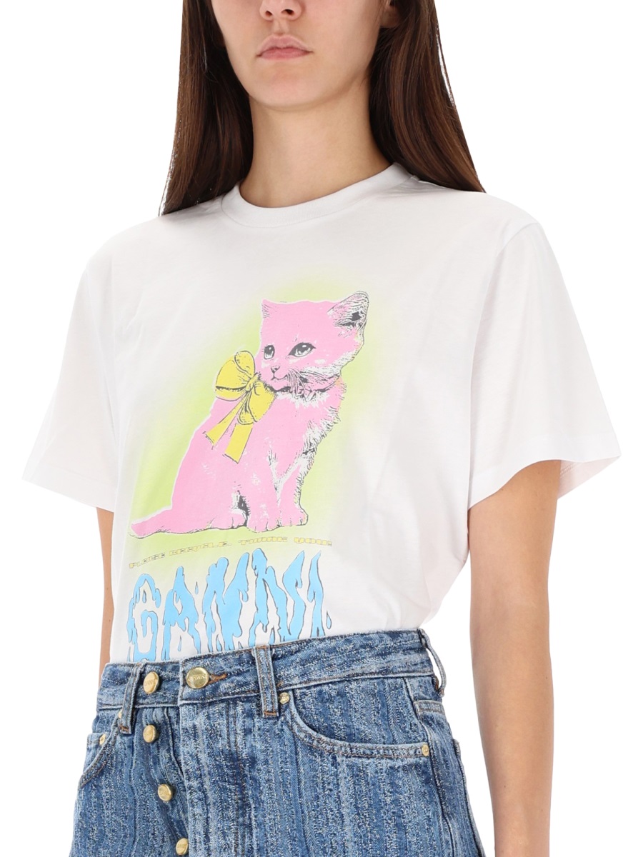 Ganni T-SHIRT "KITTY" Wit