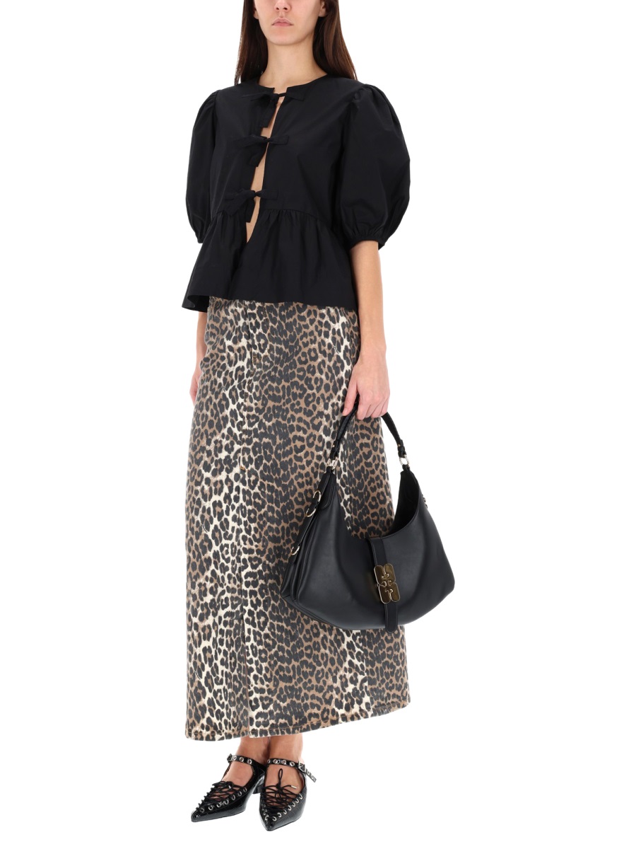 Ganni POPLIN SHIRT Zwart