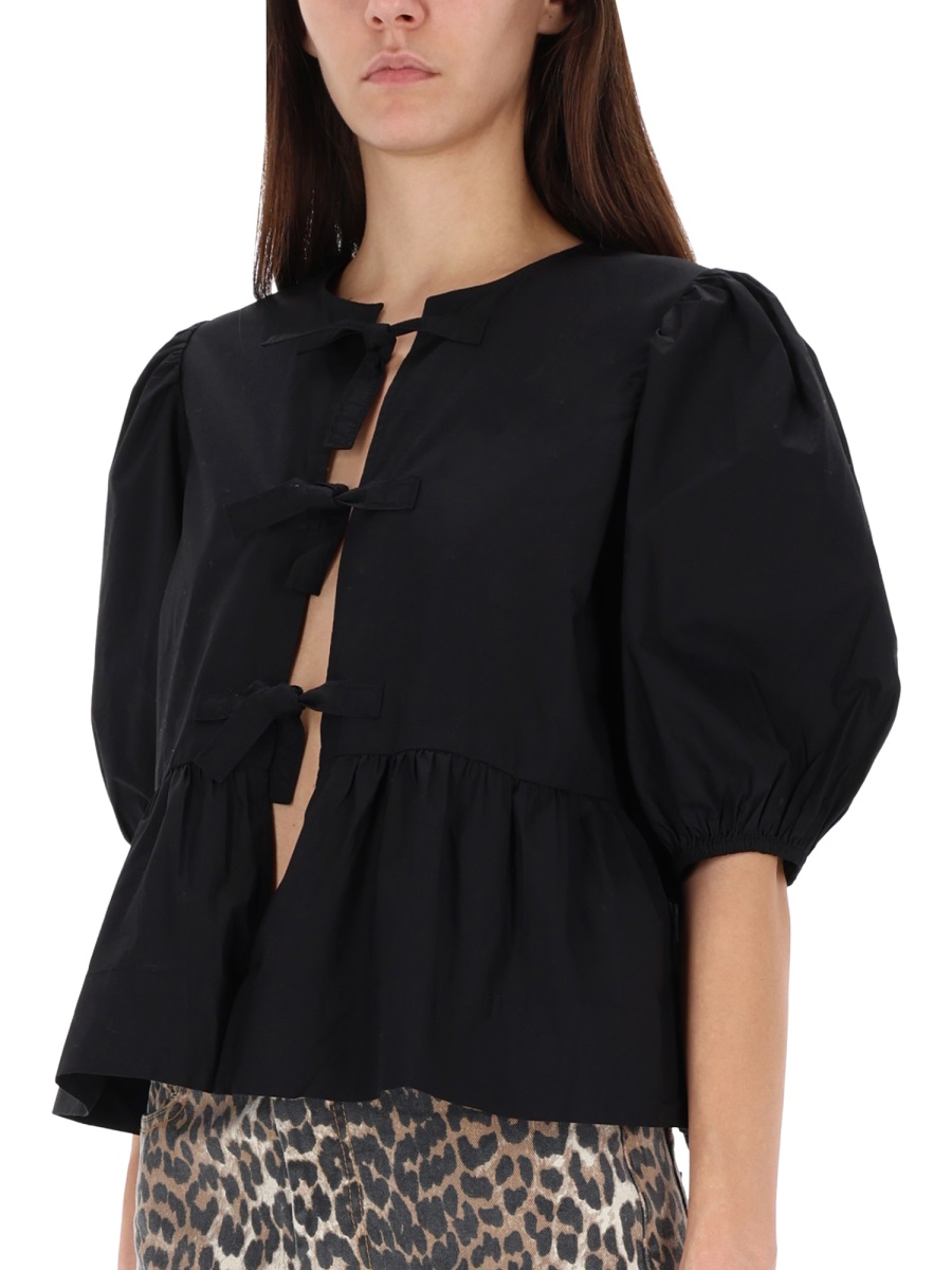 Ganni POPLIN SHIRT Zwart
