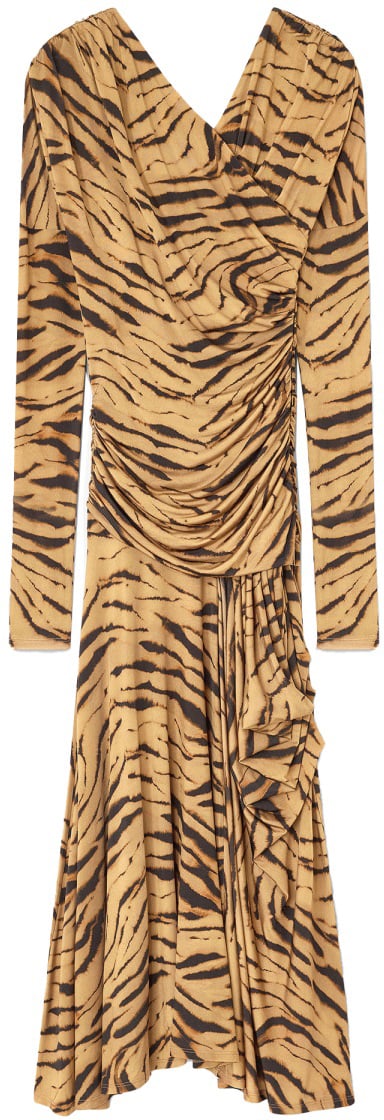 Ganni LONG DRESS WITH "ZEBRA" PRINT Dierenprint