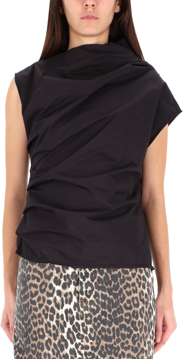 Ganni TOPS WITH RUCHES Zwart