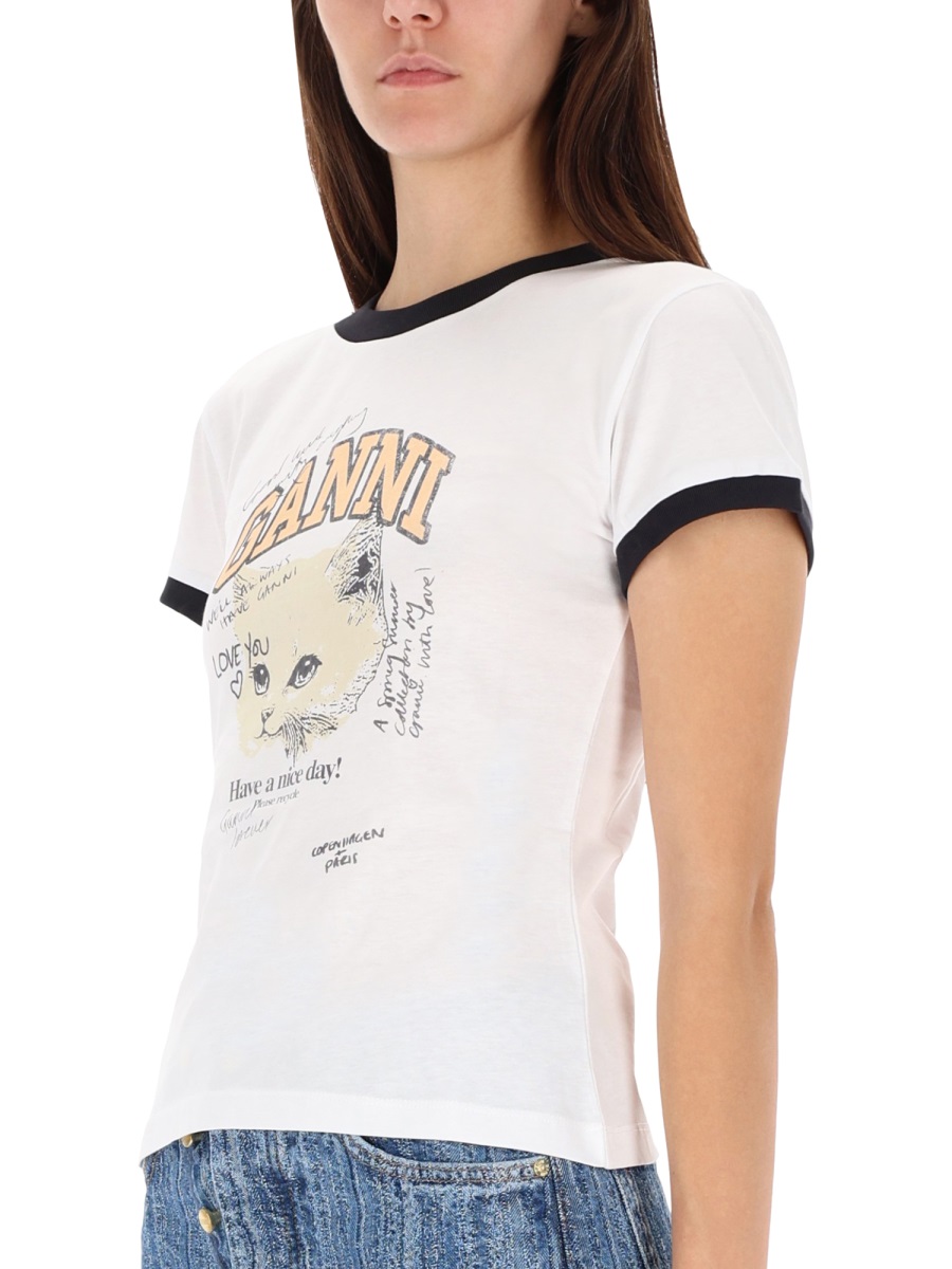 Ganni T-SHIRT "KITTY" Wit