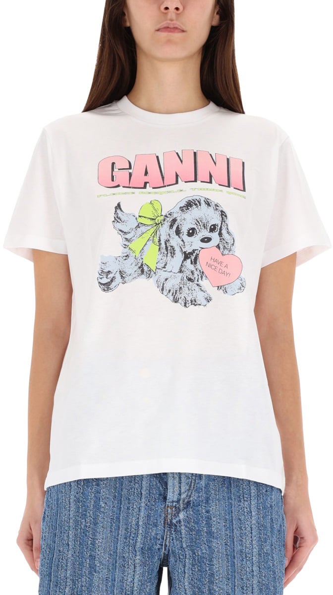 Ganni "PUPPY" T-SHIRT Wit