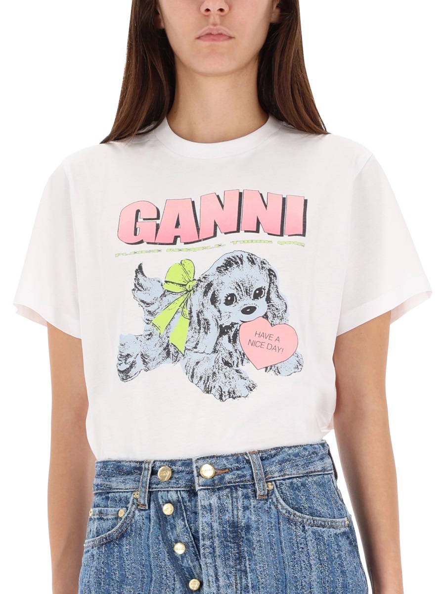 Ganni "PUPPY" T-SHIRT Wit
