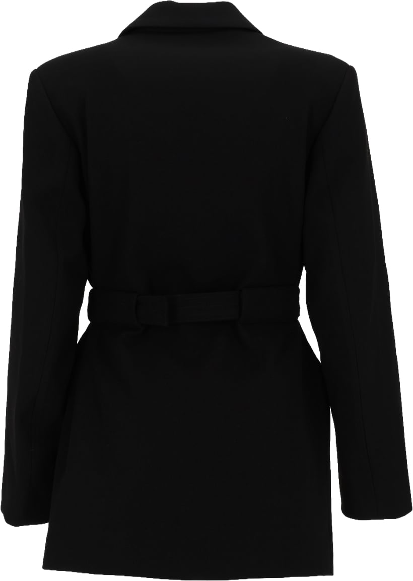 Ganni BLAZER IN CREPE CON CINTURA Zwart