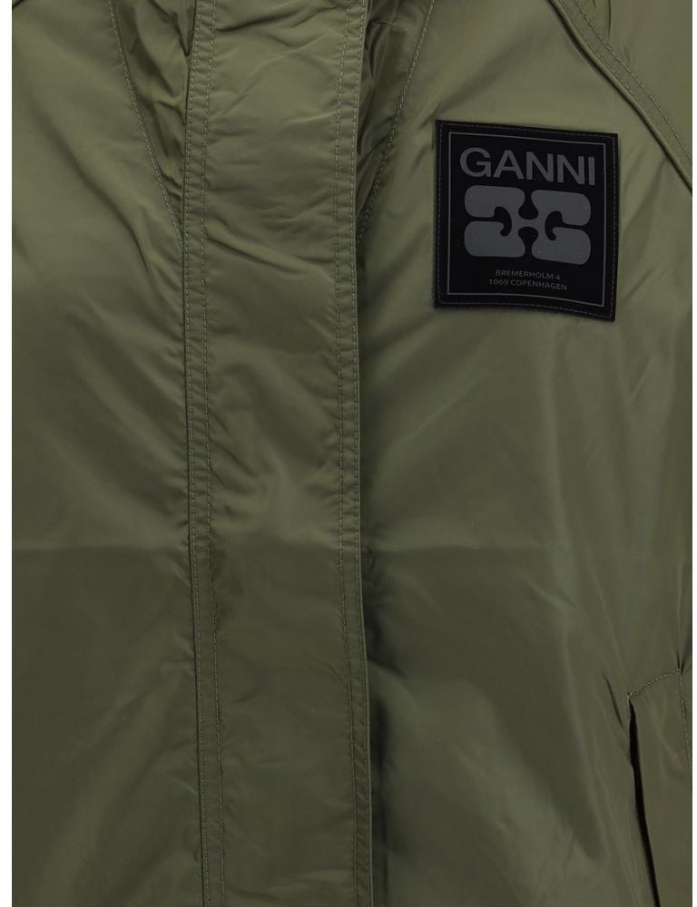Ganni Bicolor Nylon Shell Jacket Groen