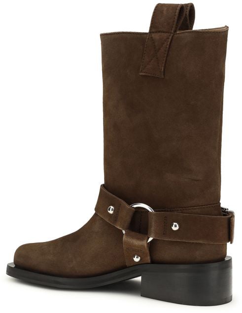 Ganni Brown Recycled Leather Lace-Up Boots Bruin