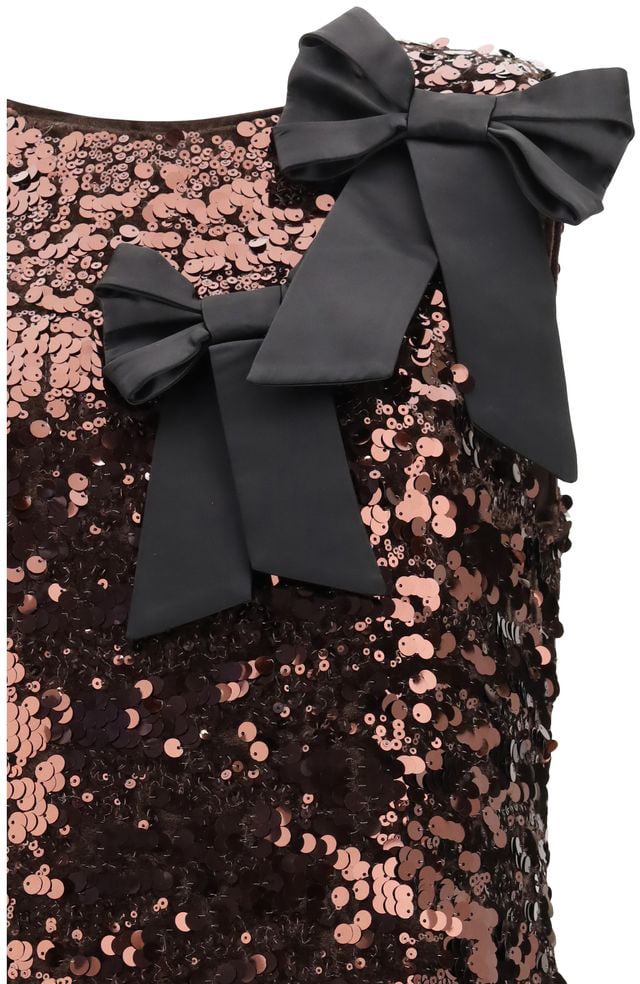 Ganni Brown Recycled Polyester Cocktail Dress Bruin