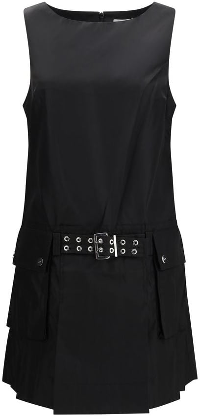 Ganni Black Recycled Polyamide Casual Dress Zwart