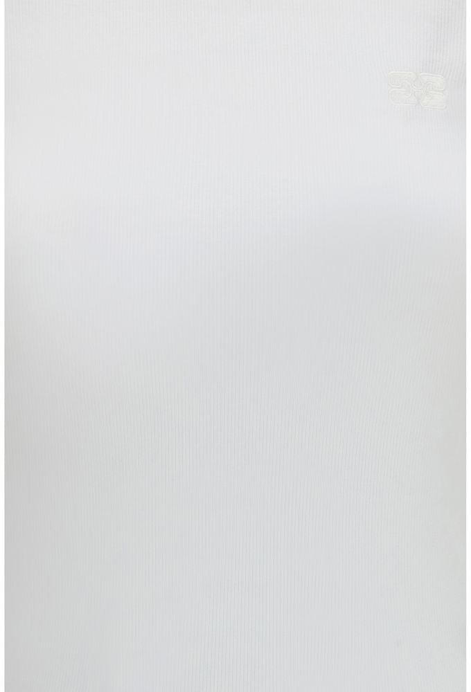 Ganni White Cotton T-Shirt Wit