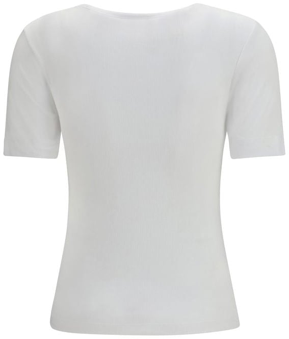 Ganni White Cotton T-Shirt Wit