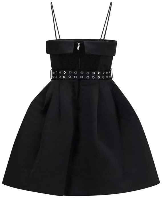 Ganni Black Polyester Casual Dress Zwart