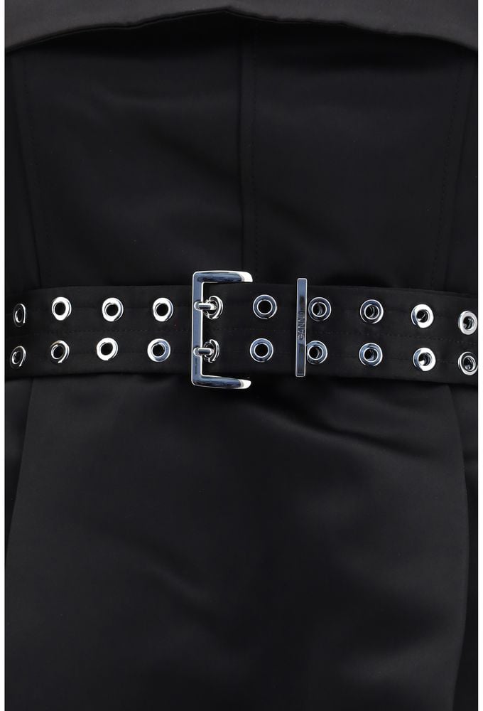 Ganni Black Polyester Casual Dress Zwart
