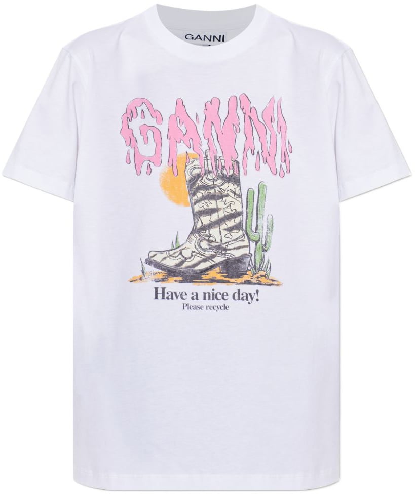 Ganni T-Shirts And Polos White Wit
