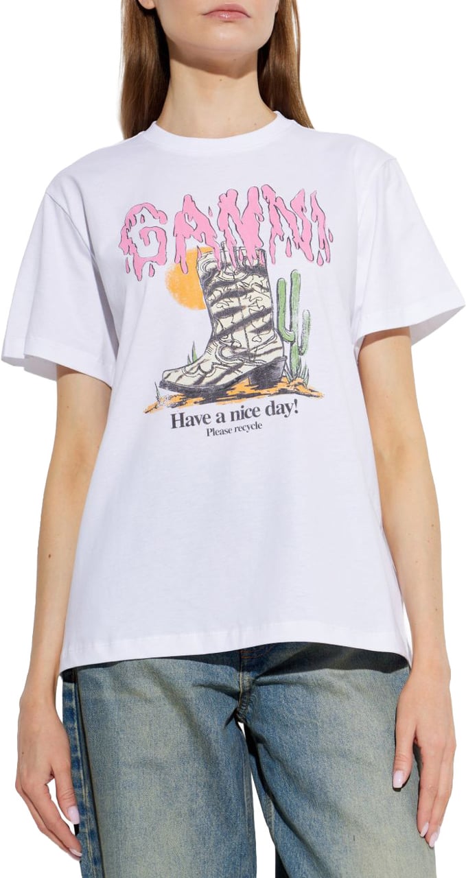 Ganni T-Shirts And Polos White Wit
