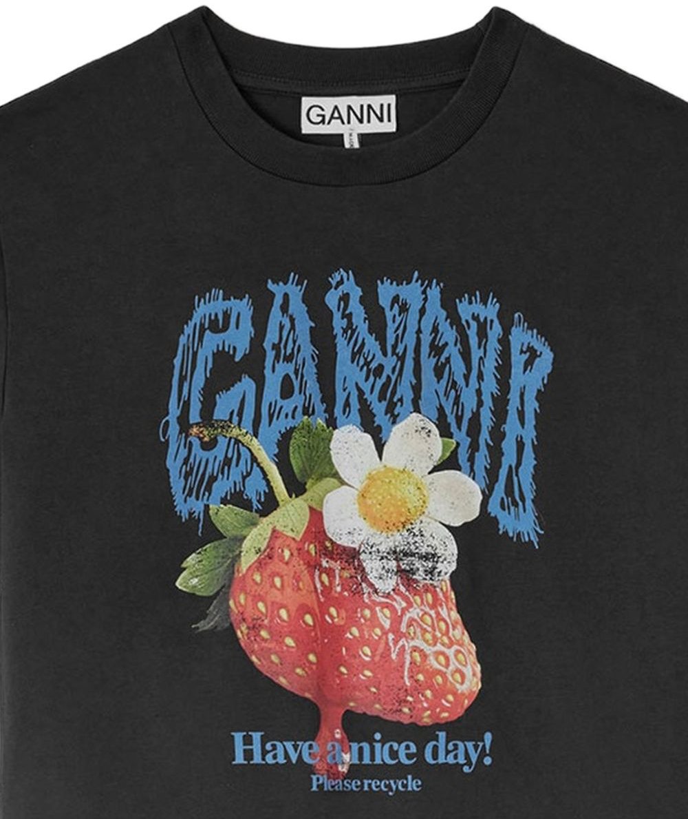 Ganni T-Shirts And Polos Black Zwart