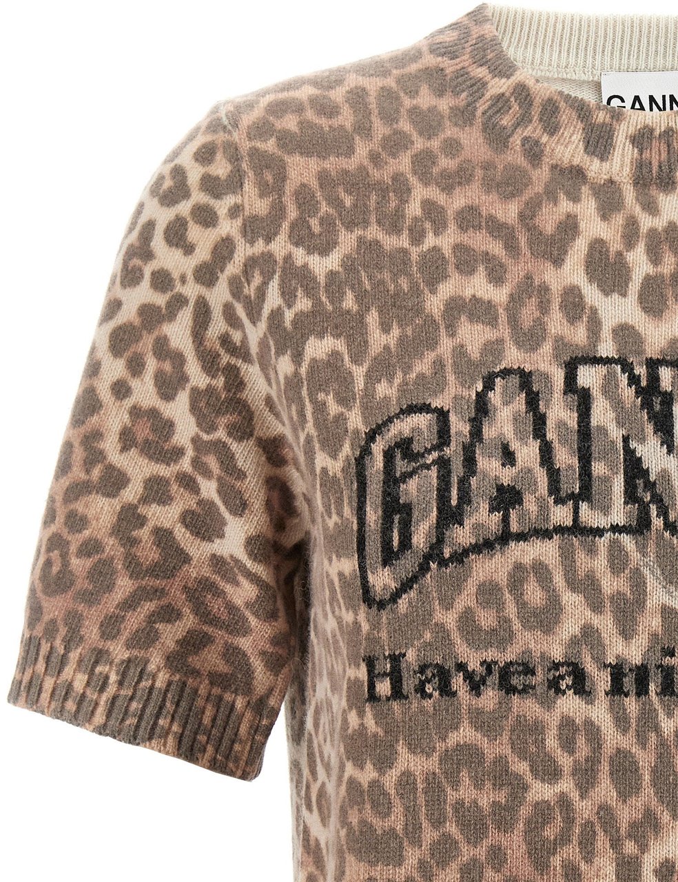 Ganni Brown Wool T-Shirt Bruin