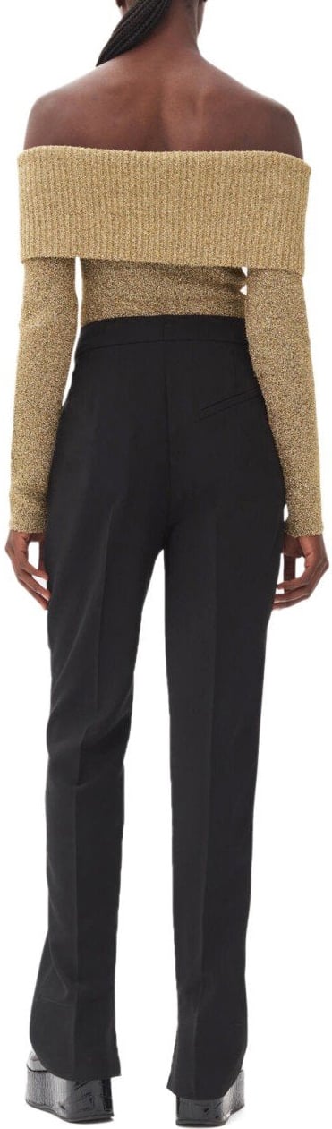 GANNI TWILL PANTS WITH POCKETS Zwart